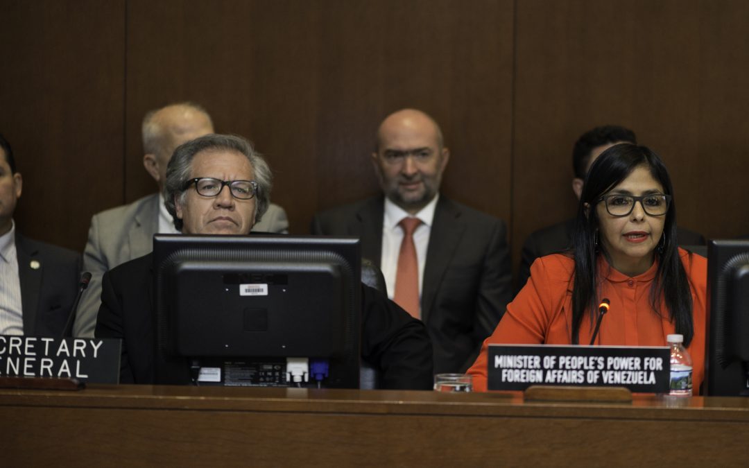 Delcy Rodríguez arremetió en la OEA contra Almagro y los países que solicitaron una sesión para considerar situación de Venezuela