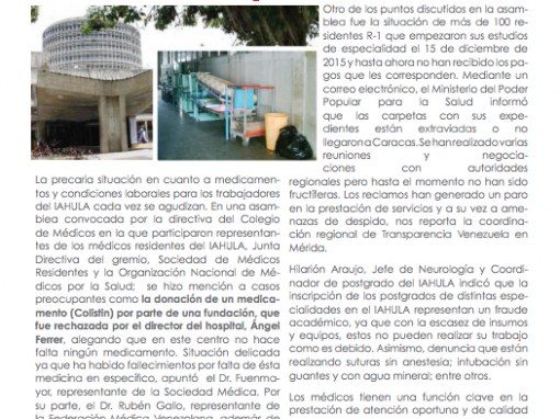 Languidece el Instituto Autónomo Hospital Universitario de Los Andes