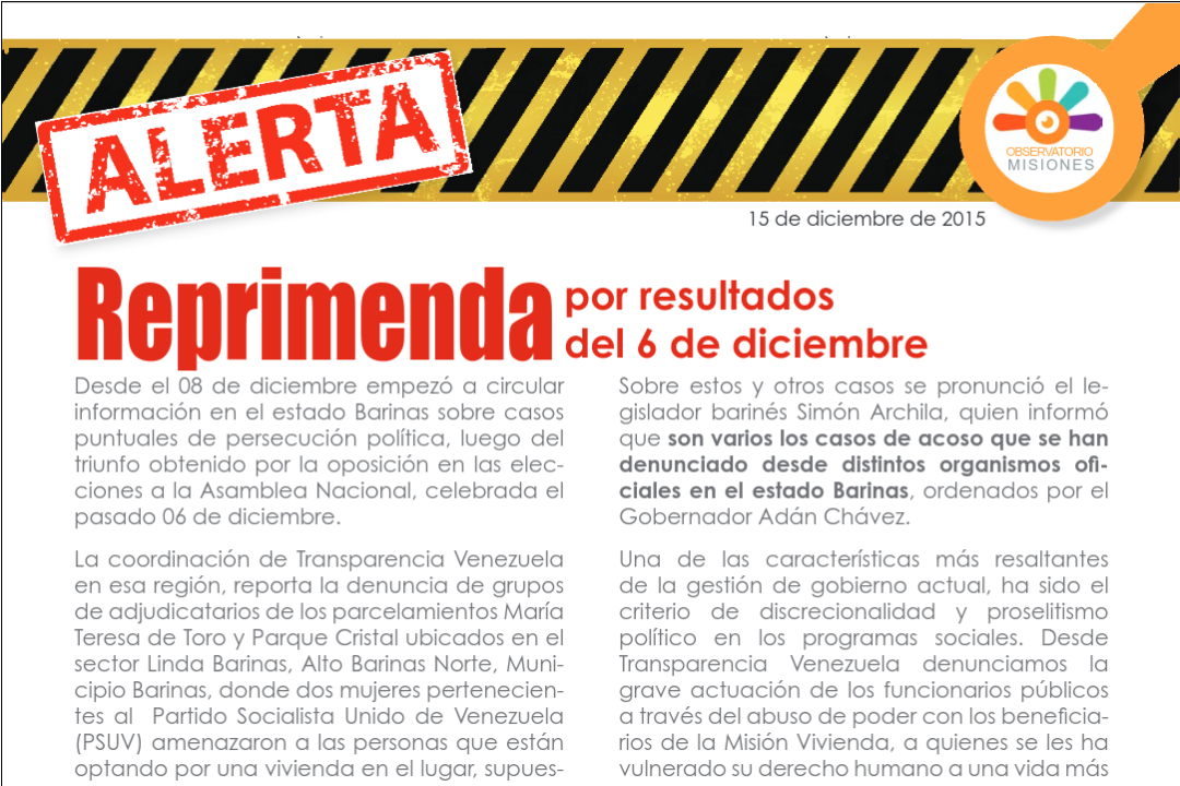 Reprimenda por resultados del 6 de diciembre