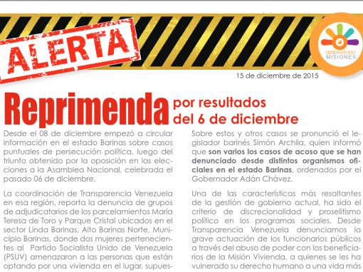 Reprimenda por resultados del 6 de diciembre