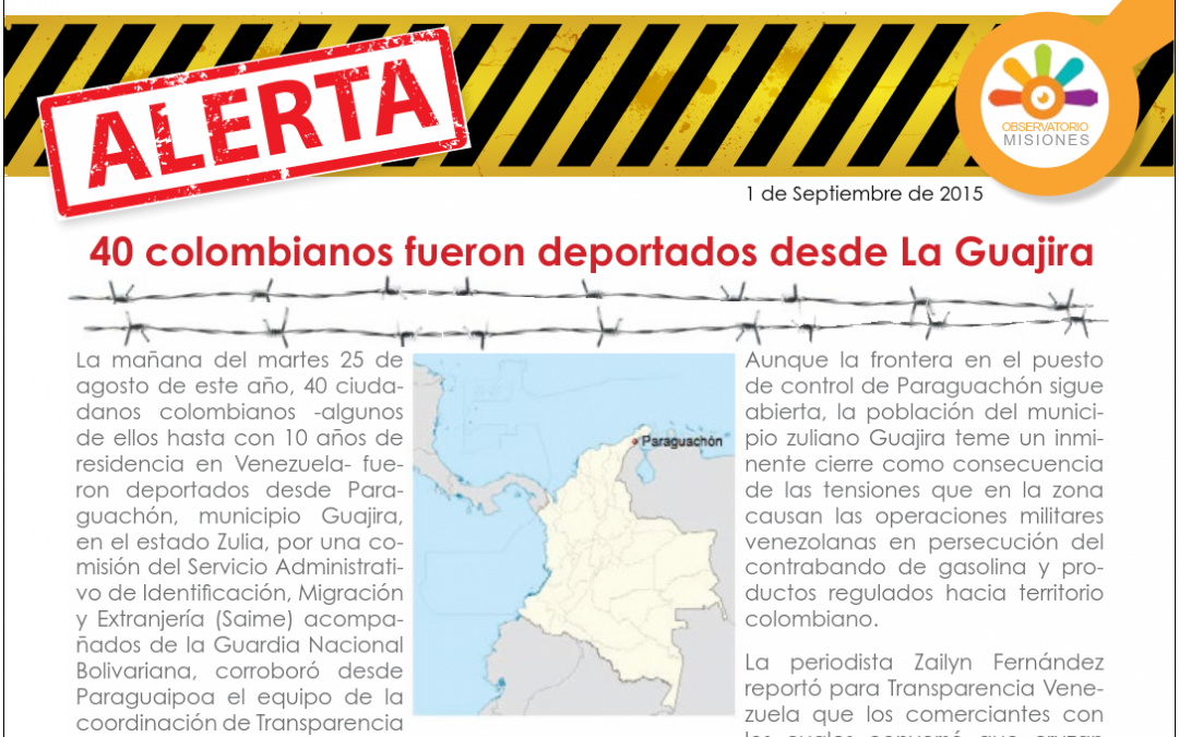 40 colombianos fueron deportados desde La Guajira