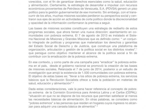 Creación de Bases de misiones sociales aguarda expectativa de erradicación de la pobreza extrema