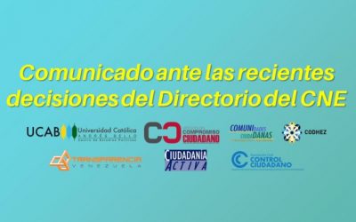 Comunicado: Preocupación ante las decisiones del Directorio del CNE