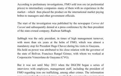 Iron Ore Trafficking at Ferrominera Orinoco