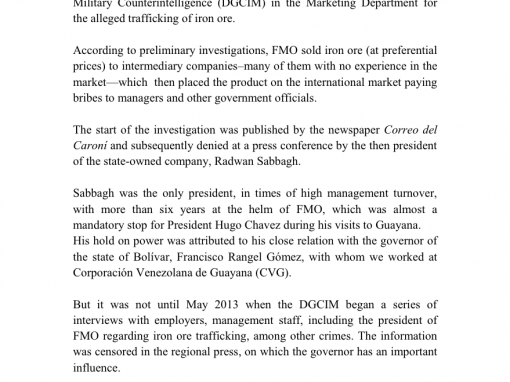 Iron Ore Trafficking at Ferrominera Orinoco