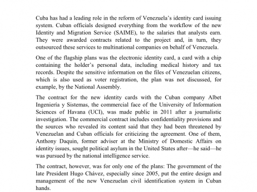 Over One Billion Dollars in Identity Plans with Cuba