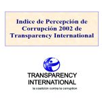 Índice de Percepción de la Corrupción (IPC): 2002