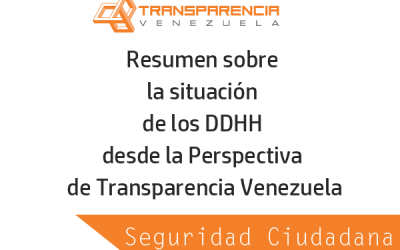 Resumen sobre la situación de Seguridad Ciudadana desde la Perspectiva de Transparencia Venezuela