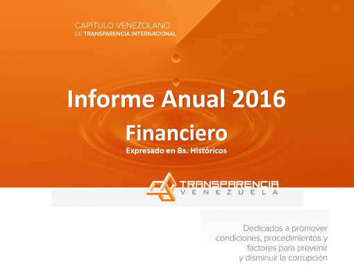 Informe Financiero Transparencia Venezuela 2016