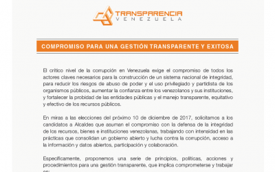 Transparencia Venezuela emplaza a candidatos a alcaldes a comprometerse públicamente a luchar contra la corrupción