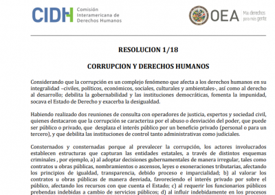 Resolución 1/18 | Corrupción y Derechos Humanos