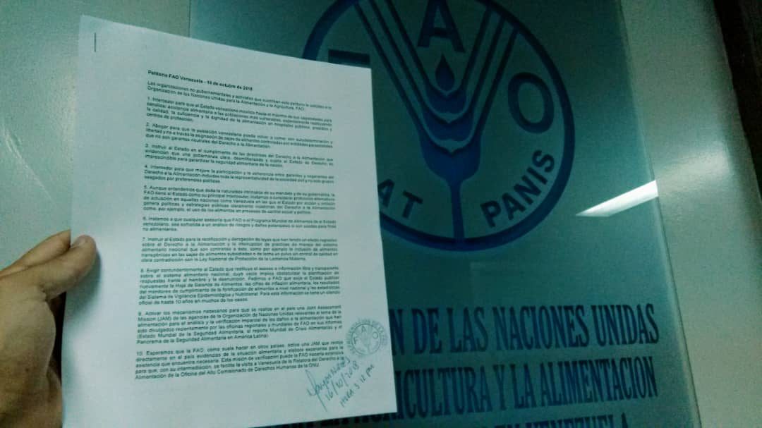 Petitorio FAO Venezuela – 16 de octubre de 2018