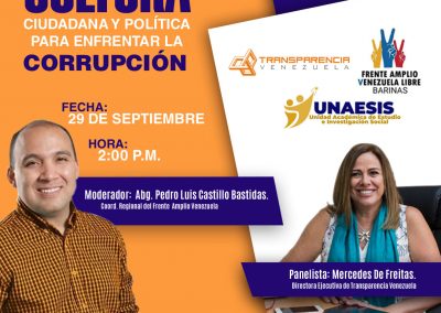 Mercedes De Freitas conversará sobre cultura ciudadana y política para enfrentar la corrupción