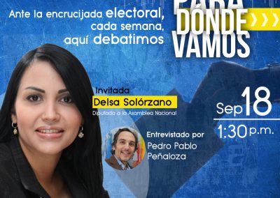 Delsa Solórzano participará en la cuarta entrega de Para Dónde Vamos