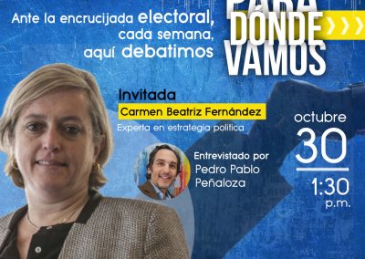 Carmen Beatriz Fernández analizará el escenario electoral venezolano este viernes en Para Dónde Vamos
